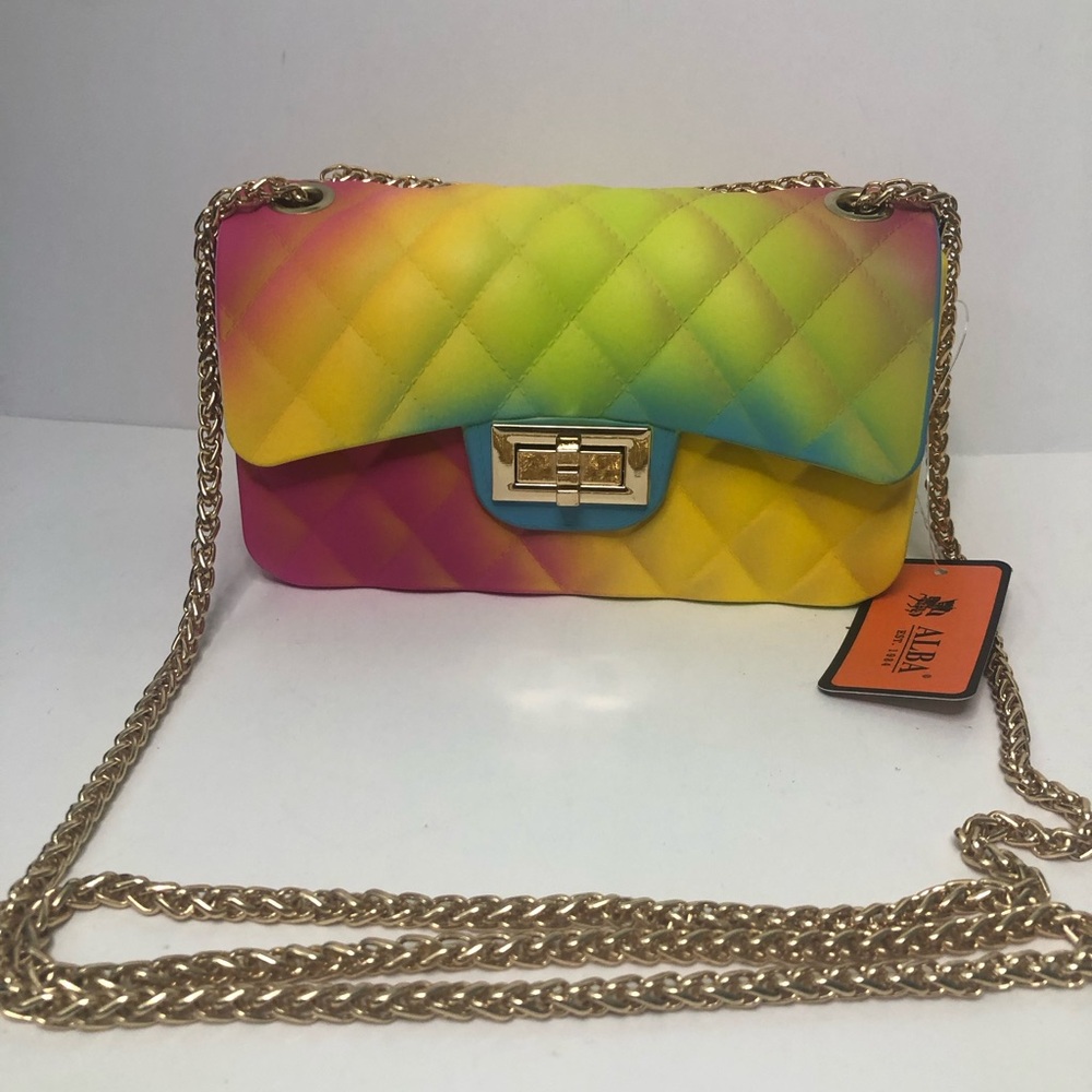 Alba Pink and Yellow Quilted Shoulder Bag